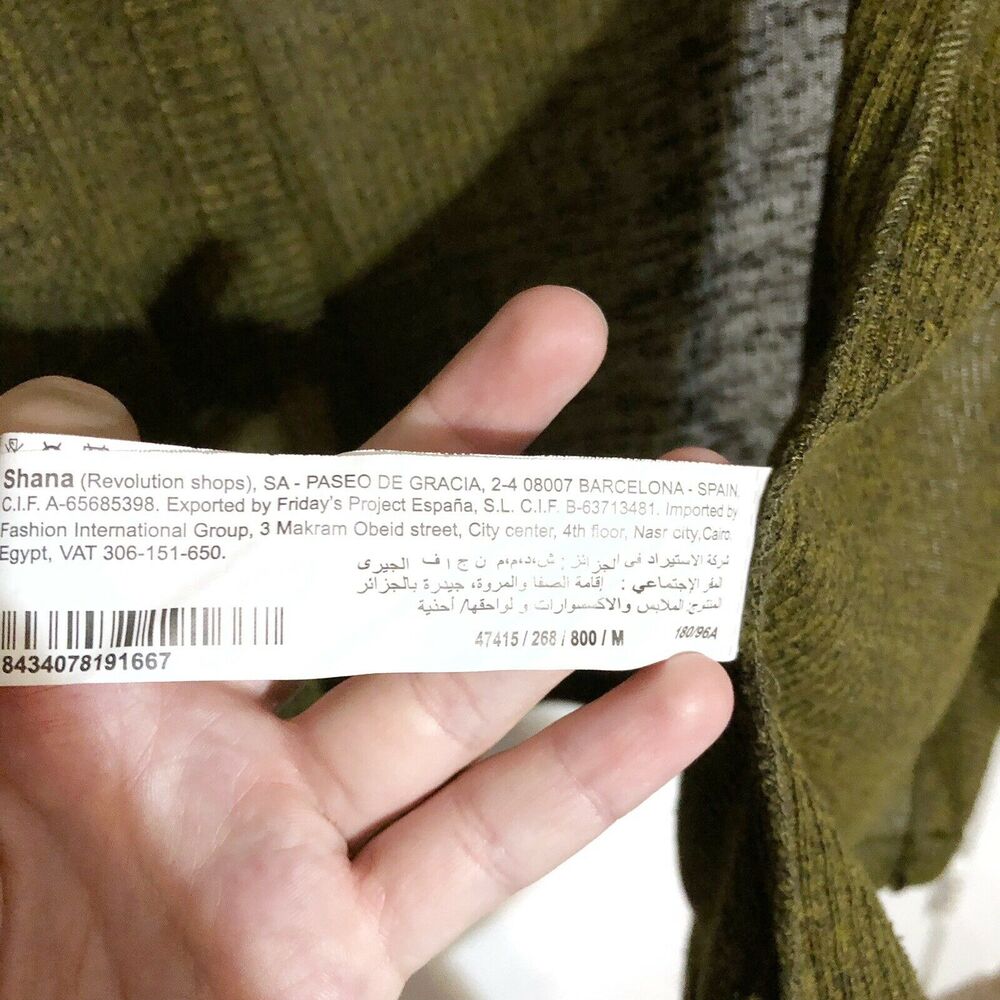 Shana Revolution Shops Green Open Front Cardigan Ribbed Size M Medium - Picture 3 of 7